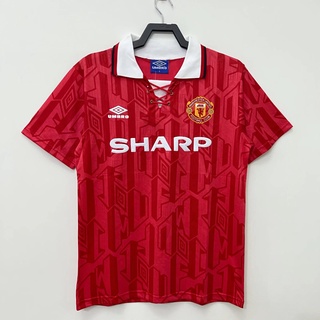 เสื้อกีฬาแขนสั้น ลายทีมชาติฟุตบอล Manchester United 92 94 คุณภาพสูง ไซซ์ S-XXL