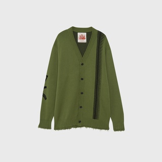 BULLET OLIVE RIPPED CARDIGAN