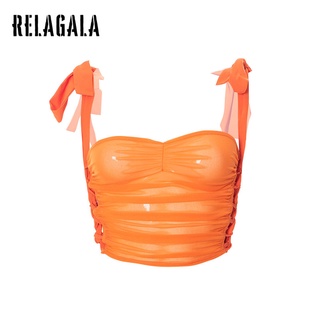 Relagala เสื้อกั๊ก ผ้าตาข่าย คอยู สําหรับผู้หญิง