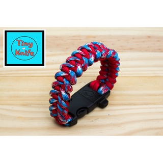 สายรัดข้อมือ PARACORD 550 (06) ฟ้า-แดง TK443