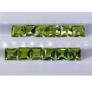 7.60 ct จัตุรัส เพอริดอท ธรรมชาติ Natural Peridot Square Shaped 5 mm Loose Gemstone For Fine Jewelry 12 pcs