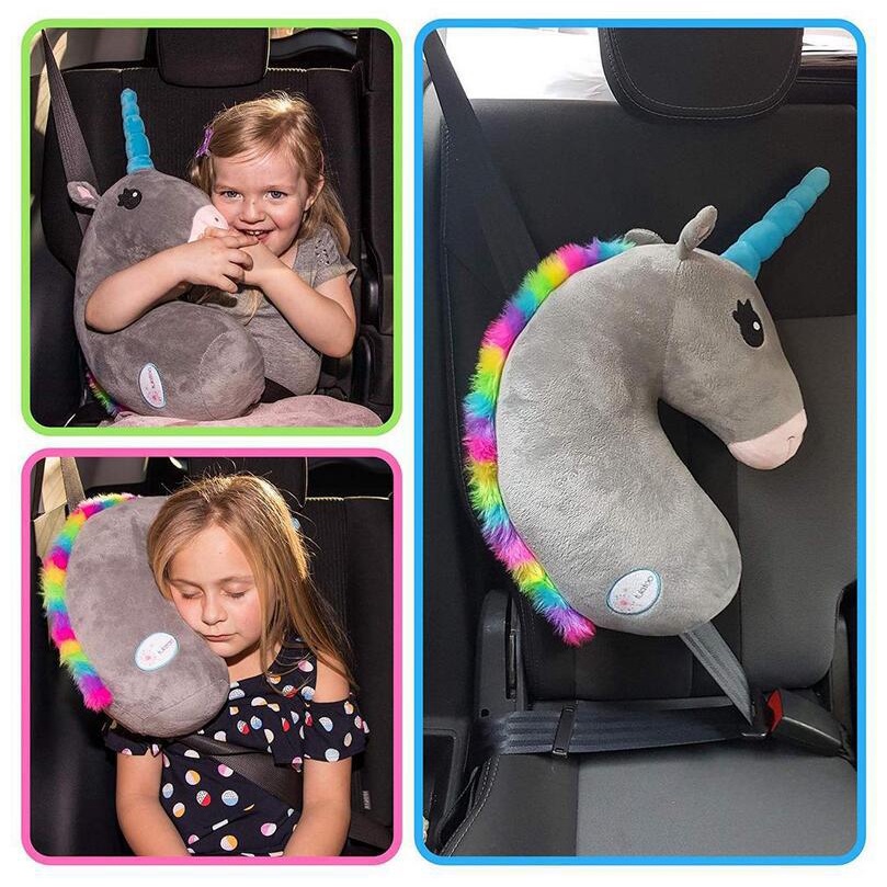 Super Cute Seatbelt Pillows For Kids - 4 Pack Unicorn & Dinosaur Designs For Car Rides
