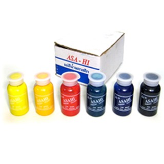 แม่สีน้ำพลาสตืก ASAHI ขวดเล็ก (มีสี ดำ/แดง/เขียว/น้ำเงิน/เหลือง) จำนวน 1ขวด