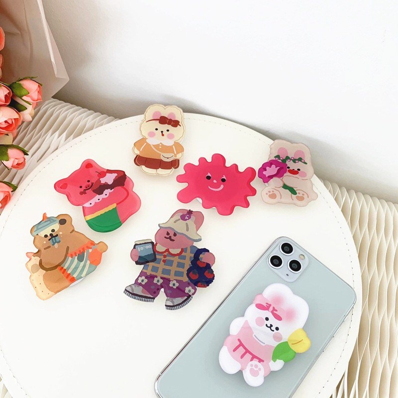 ไอริง IRing ขาตั้งมือถือ Popsocket mobile holder สินค้าพร้อมส่งจากไทย IRกระต่ายชมพูทิวลิป IR-110