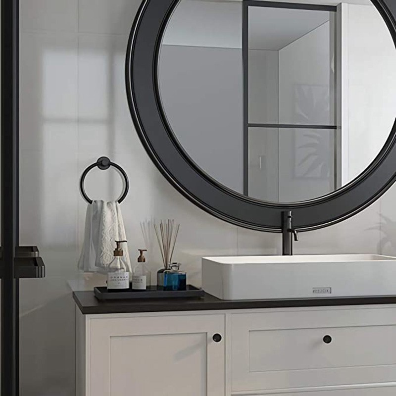 2Pcs Bathroom Hardware Black Towel Ring and Toilet Paper Holder