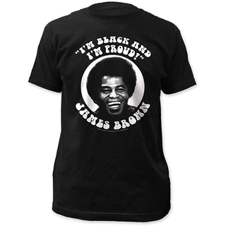 เสื้อยืดวินเทจ100%cotton เสื้อยืดผู้ชายแฟชั่น Impact James Brown Black And Proud Fitted Jersey Tee Black men เสื้อ ยืด ผ