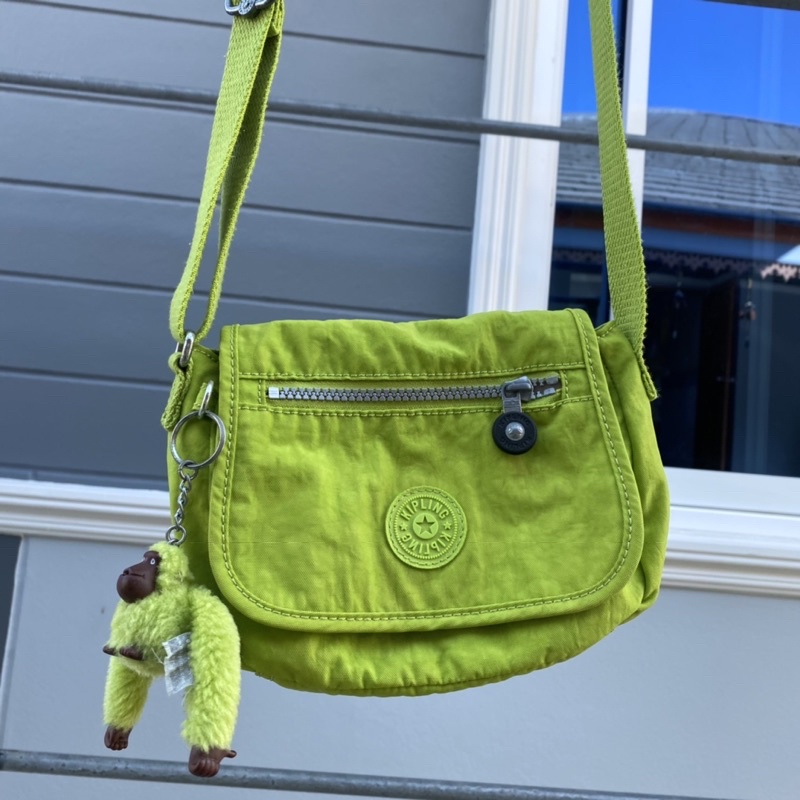 Kipling Sabian Crossbody Minibag ของแท้💯 มือ2 กระเป๋าสะพายข้าง💚สีเขียว มีตำหนิ*