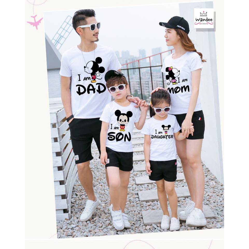 เสื้อยืดครอบครัว พ่อแม่ลูก แขนสั้นคอกลม