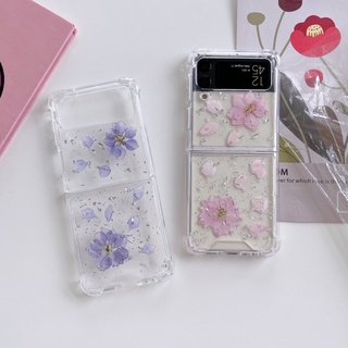 เคสแข็ง อีพ็อกซี่ ลายดอกไม้แห้ง สําหรับ Samsung Galaxy Z Flip 4 Z Flip4