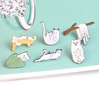 Daily Life of Cat Lapel Pins Holding Banana Hanging on Branch Brooches Badges Backpack Enamel Pins Cute Jewelry Gift