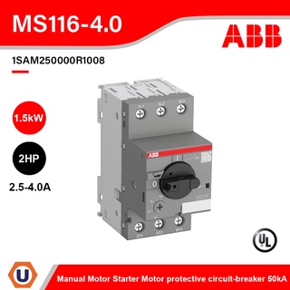 ABB - MS116-4.0 Manual Motor Starter Motor protective circuit-breaker 2.5-4A, 50kA - 1SAM250000R1008 - Ucanbuys