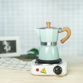 (ชุดต้มกาแฟสด) เตามินิไฟฟ้า 1 หัวต้ม 500W.- หม้อมอคค่าพอท (MOKA POT) อลูมิเนียม 3 ถ้วย