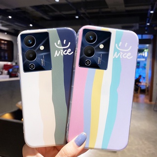 เคสโทรศัพท์ New Hot sale Fashion Infinix Note 12 Pro 5G 4G Note 12 G96 G88 Hot 12i Play Hot 11S Play Phone Casing TPU Silicone INS Pink Green Gradient Stripes Soft Case back Cover