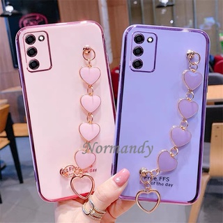 Fashion Casing Samsung Galaxy A03S A52S A22 A32 A52 A72 4G 5G Girly Style Plating Phone Case Soft Cover with Heart-shaped Bracelet