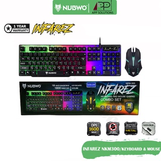 NUBWO INFAREZ NKM-300 ชุดคีบอร์ดมีไฟเกมส์มิ่ง + เม้าส์มีไฟเกมส์มิ่ง