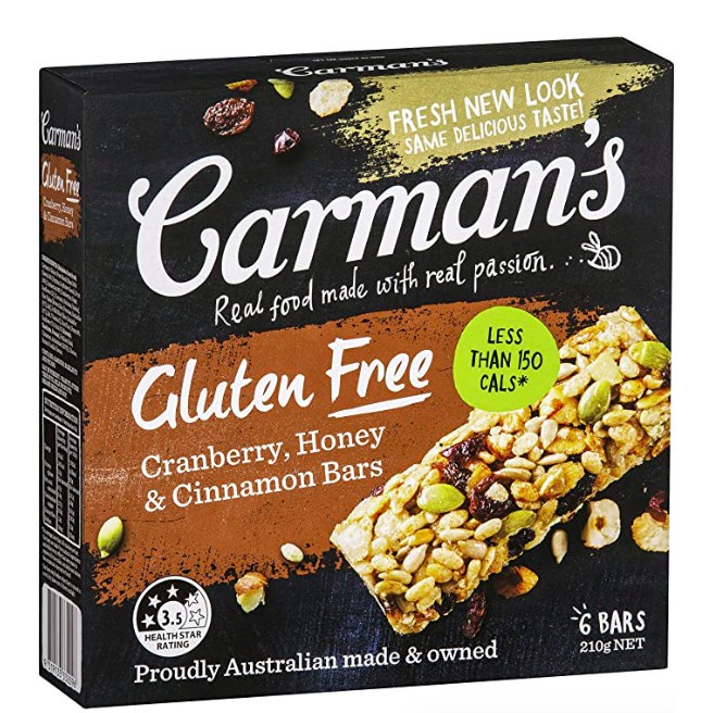 Carman's Deluxe Gluten Free Muesli Bar 210g