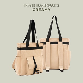 Tote Backpack (Creamy) กระเป๋าที่สามารถปรับได้ ทั้งเป็นเป้ และสะพายหลัง