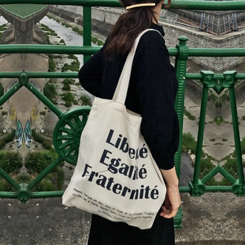 Hotwind​ (พร้อมส่ง) ​กระเป๋า​ผ้าแคนวาสแฟชั่นสไตล์​เกาหลี​สุดฮิต NO.Liberte