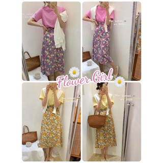 ✅สินค้าพร้อมส่ง✅เซ็ต2ชิ้น เสื้อยืดผ้าCottonคู่กระโปรงชีฟองFlower Print มีซับใน งานดีมากๆ💕