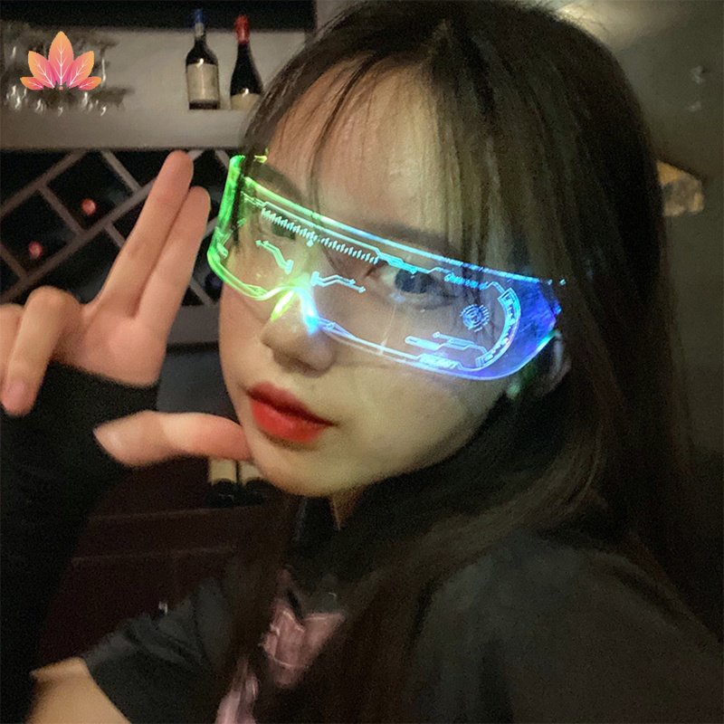 สีสัน EL Luminous แว่นตา Led Light Up Visor แว่นตาสําหรับบาร์ KTV คริสต์มาสวันเกิดตกแต่งปีใหม่ JP5