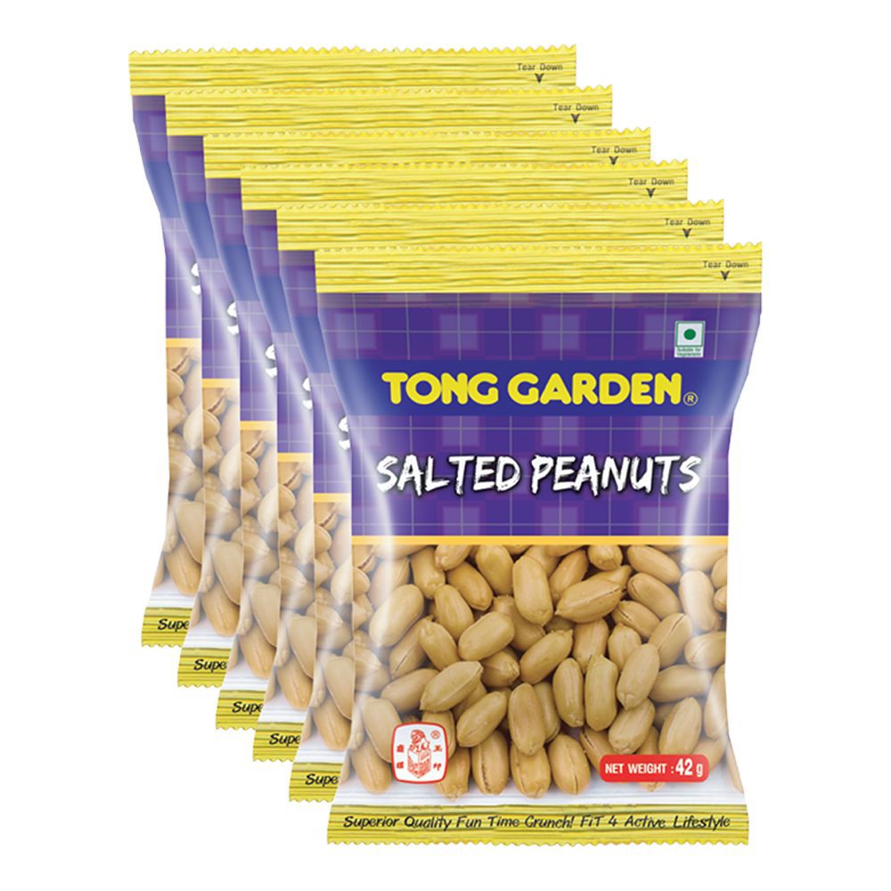 Tong Garden Salted Peanuts 42g.×6pcs. ทองการ์เด้น ถั่วลิสงอบเกลือ 42