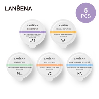 LANBENA สลีปปิ้งมาสก์ กรดไฮยารูลอนิก ให้ความชุ่มชื้น รักษาสิว ไวท์เทนนิ่ง VC ซ่อมแซมริ้วรอย ดูแลผิว 1 ชิ้น