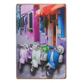ป้ายสังกะสีวินเทจ The Colorful Vespa
