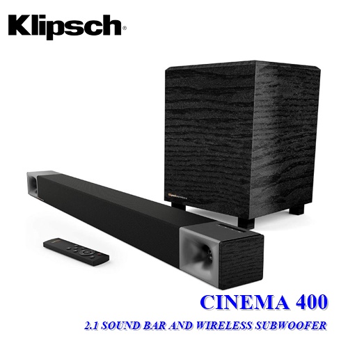 Klipsch Cinema 400 ลำโพง Sound Bar พร้อมซับไร้สาย 8 นิ้ว ระบบเสียง 2.1 ชาแนล