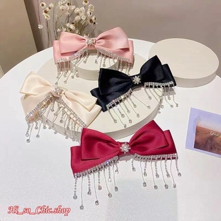 HisoChic กิ๊บติดผม กิ๊บโบว์ ตกแต่งด้วยเม็ดพลอย แนวหรูหรา