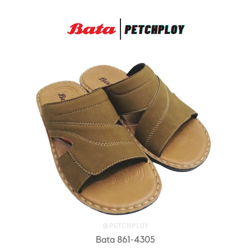 Bata รุ่น 4305-6305 รองเท้าแตะผู้ชาย บาจา แบบสวม สีดำ น้ำตาล
