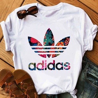 New Arrival Floral Addidas Tshirt Women Summer Top Female Baju T-shirt Wanita T Shirts Woman Clothes Christmas471