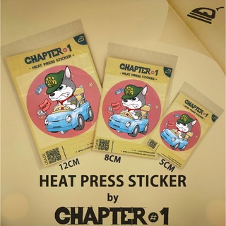 สติกเกอร์รีดร้อน ลาย ฮัสกี้ขับรถ ขนาด 5 ,8 , 12 ซม. / Husky drive car Heat Press Sticker 5, 8, 12 cms