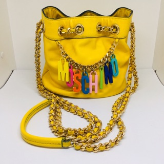 Moschino mini bucket charm yellow