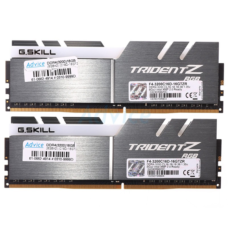 RAM DDR4(3200) 16GB (8GBX2) G.SKILL (C16D-16GTZR) TridentZ RGB