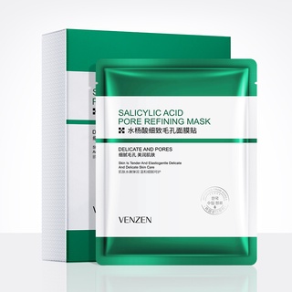 Venzen มาส์กบํารุงผิวหน้า Salicylic Acid Pore Refining 25กรัมX10ชิ้นช่วยกระชับรูขุมขน