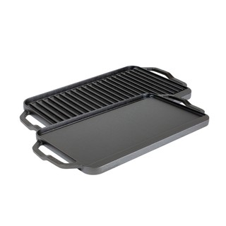 Lodge Cast Iron Chef Collection Double Reversible Grill Griddle กระทะย่างสองด้าน 19.5x10 Inch. (49.5x25.4 cm) LCDRGINT