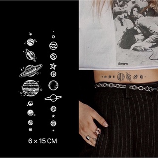 【Mars Tattoo】ใหม่ สติกเกอร์รอยสักชั่วคราว ลายดาวเคราะห์ ระบบสุริยะ ติดทนนาน 2 สัปดาห์ C005