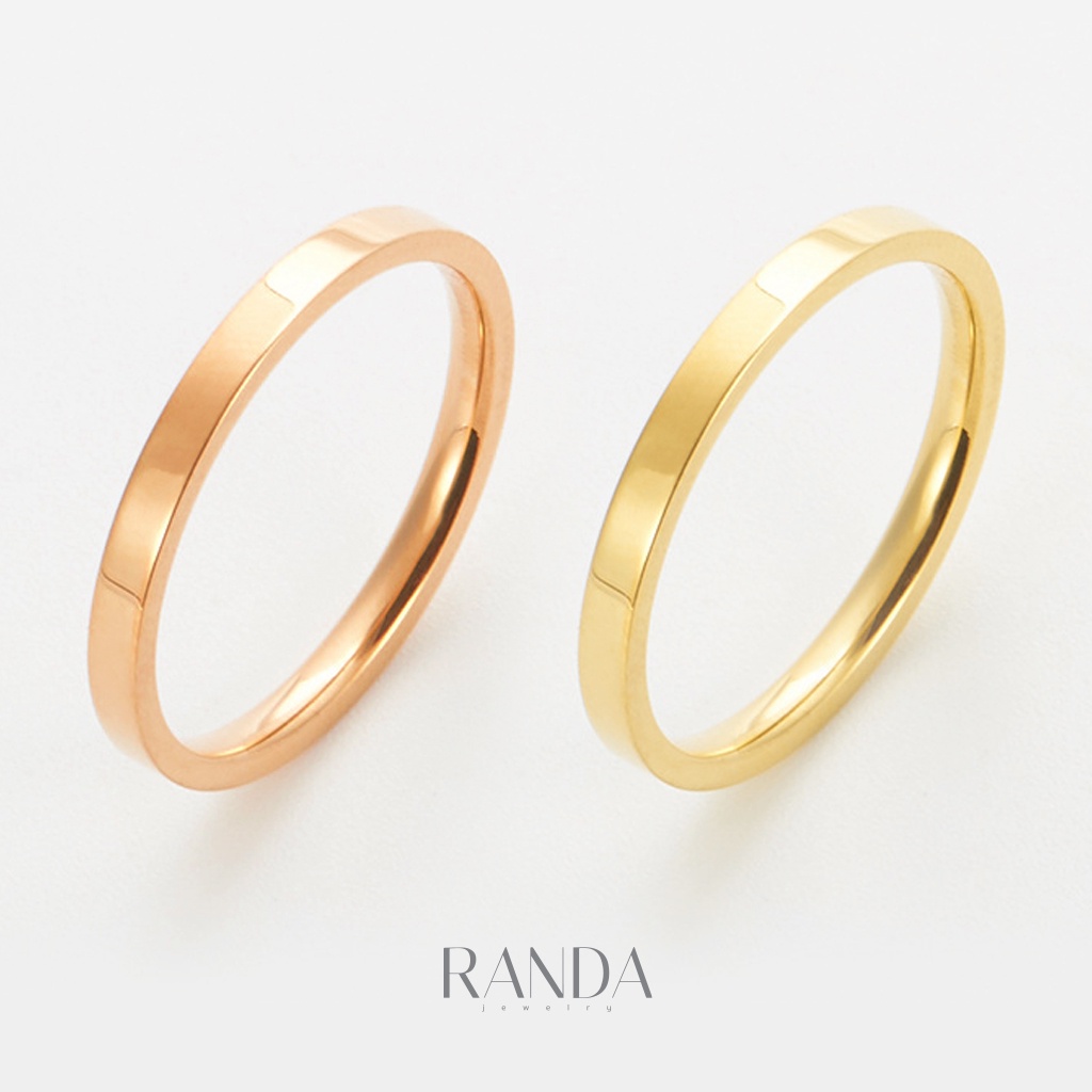 Randa แหวนนิ้วชี้เหลี่ยม ช่วยเรื่องการงาน 1 mm 2 mm 3 mm แหวนคู่ สแตนเลส ไม่บิด ไม่เบี้ยว แข็งแรง ทนทาน ไม่ลอก ของขวัญ