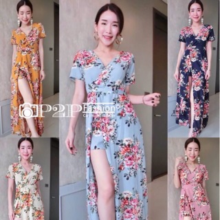 NO.124  Jumpsuit/ชุดกางเกง  แต่งกระโปรงครอบ ดีไซน์จัดว่า ลายดอก