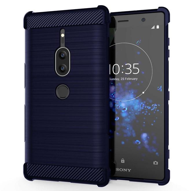 เคส สำหรับ Sony Xperia XZ2 Premium TPU Streamline Aluminium Brush Style : Purple