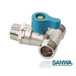 วาล์ว มินิบอลวาล์ว บอลวาล์ว ทองเหลือง สามทางเกลียวนอก SANWA(ผผผ.) ขนาด1/2"