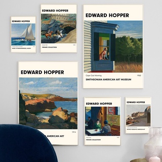 โปสเตอร์ภาพวาดผ้าใบ รูป Edward Hopper สไตล์นอร์ดิก โมเดิร์น สําหรับตกแต่งผนัง