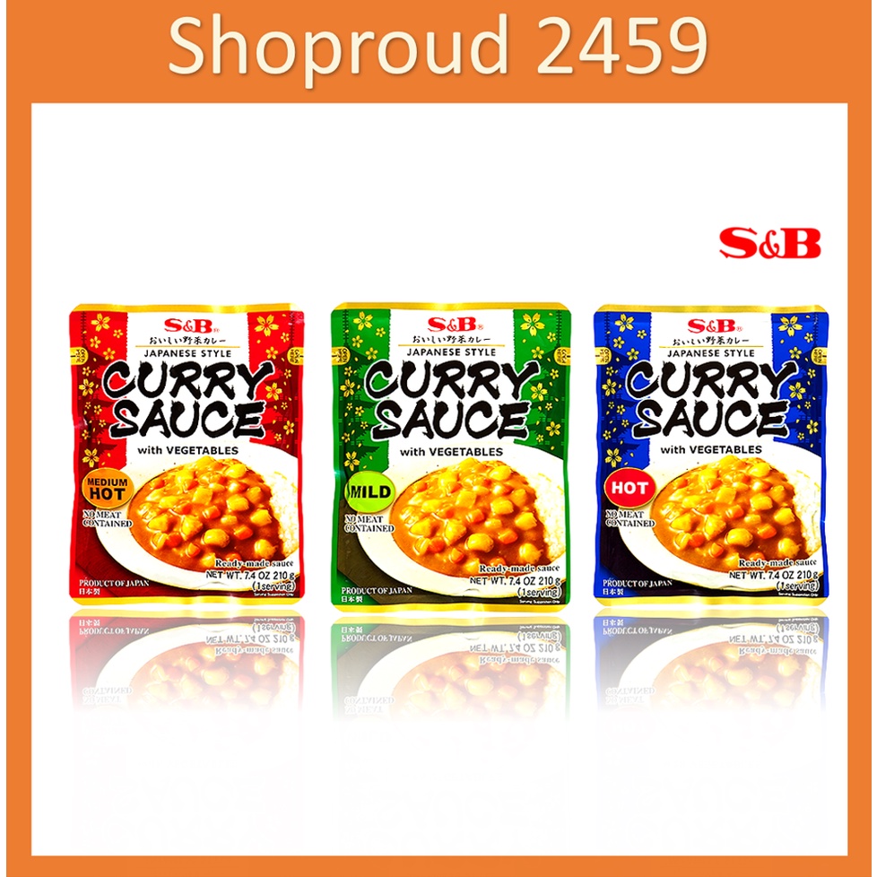 แกงกะหรี่ สำเร็จรูป ผสมผัก Curry Sauce with vegetables แกงกะหรี่ ตรา S&B ขนาด 210 กรัม มี 3 ระดับ เผ็ด เผ็ดกลาง เผ็ดน้อย