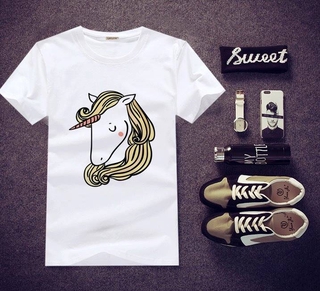 เสื้อยืดสกรีนลาย Unicorn ใส่สบายๆ ไม่ยืด ไม่ย้วย