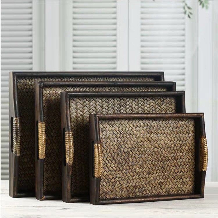 THAILUCKY ถาดไม้ เสิรฟอาหาร สี่เหลี่ยม หูโค้ง โค้งสาน มี 6 ขนาดให้เลือก - รูปที่ 4