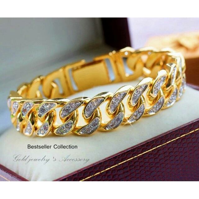 เลสข้อมือฝังเพชร เพชรเต็มเส้น น้ำหนักเทียบเท่าทอง 5 บาท