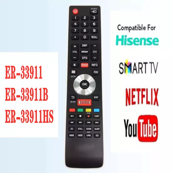 ใหม ่ ต ้ นฉบับสําหรับ Hisense SMART TV รีโมทคอนโทรล RM-L1365 ER-33911B/ROH สําหรับ NETFLIX ER-33911HS ER-33911 ทีวีรุ ่ น 32k220v EN-33911