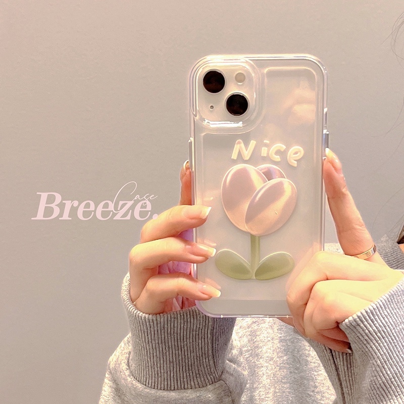 ส่งจากไท แฟชั่น ins Tulip Girls เคสไอโฟน 13 pro max โปร่งใส เคส for iphone 12 11 pro max Xr Xs X 7 8 plus Soft Case