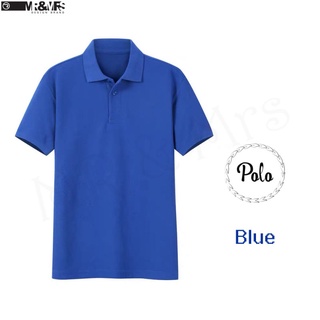 เสื้อโปโล เสื้อคอปกชาย/หญิง แขนสั้น POLO ผ้าCOTTON มีกระเป๋าหน้า (สีน้ำเงิน) HONEY BIRD