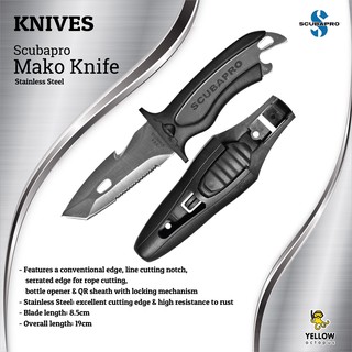 มีดดำน้ำลึก Scubapro Mako Knife Stainless Steel